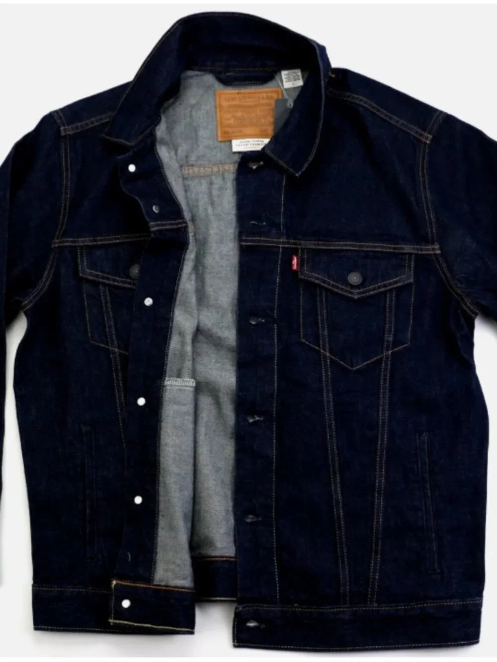 Levi's Premium Men's Trucker Denim Jacket Relaxed Dark Wash 100% Cotton Size M